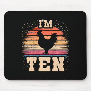 Chicken 10 Year Old Birthday Boy Girl 10th Chicken Mouse Mat