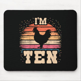 Chicken 10 Year Old Birthday Boy Girl 10th Chicken Mouse Mat