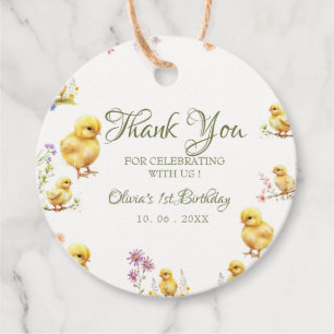 Chicken 1st birthday Farm animal Birthday Thanks Favour Tags