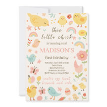 Chicken 1st Birthday Party Invitation