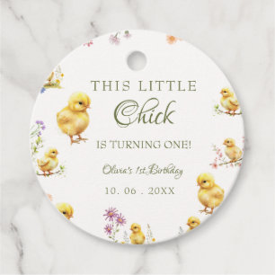 Chicken 1st birthday This Chick is one Birthday Favour Tags