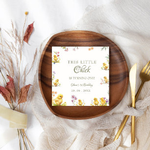 Chicken 1st birthday This Chick is one Birthday Napkin