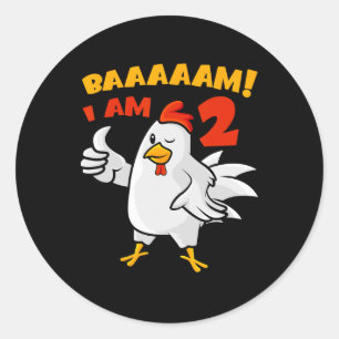 Chicken 2nd Birthday Party Farm Chick Rnyard Cluck Classic Round Sticker