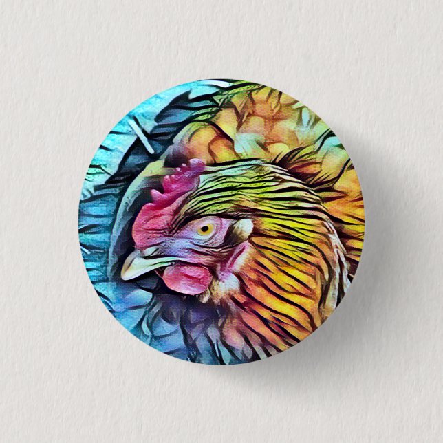 CHICKEN  3 CM ROUND BADGE (Front)