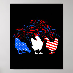Chicken 4th Of July Firework American Flag Chicken Poster