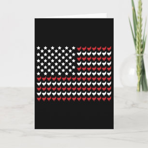 Chicken 4th Of July Paw Print American Flag Women  Card