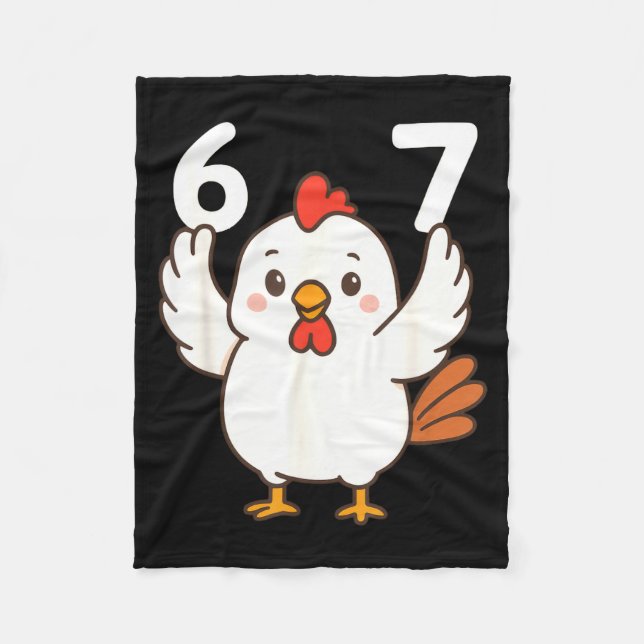 Chicken 67 Meme Six Seven Funny Gen Alpha  Fleece Blanket (Front)