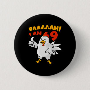 Chicken 9th Birthday Party Farm Chick Rnyard Cluck 6 Cm Round Badge