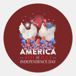 Chicken America 4th Of July Independence Day USA Classic Round Sticker