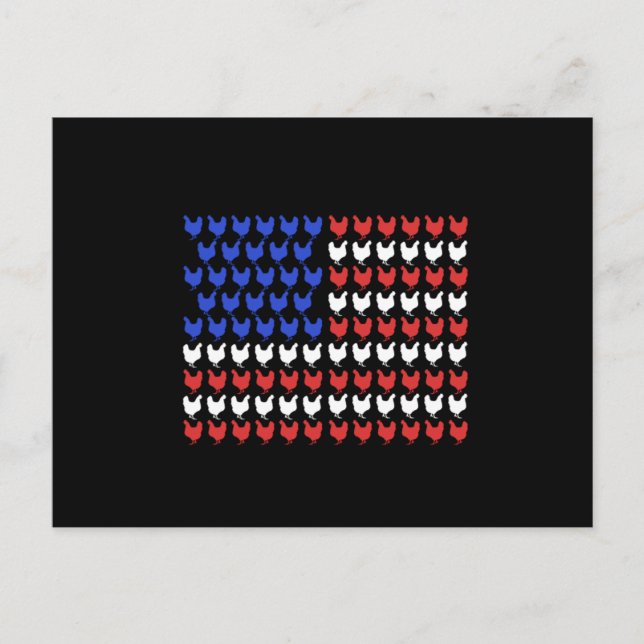 Chicken American Flag Chickens Farm Rooster Gift Postcard (Front)