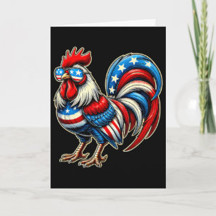 Chicken American Flag Usa Farmer Funny 4th Of July Card