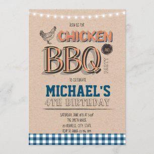 Chicken and bbq dinner party invitation