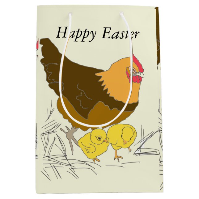 Chicken and Chicks Easter Medium Gift Bag (Front)