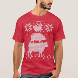 Chicken and Cow Ugly Christmas sweater, Cattle Far T-Shirt
