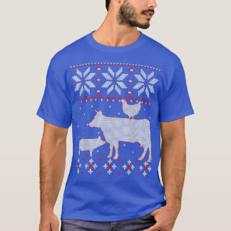 Chicken and Cow Ugly Christmas sweater, Cattle Far T-Shirt