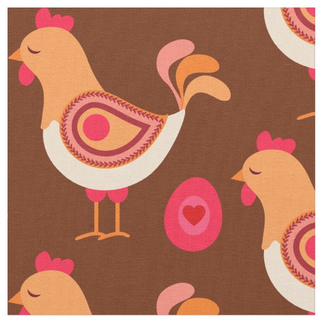 Chicken and Egg Pattern Fabric (Close Up)