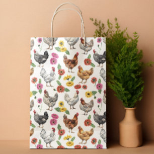 Chicken and Gerber Daisies Small Gift Bag