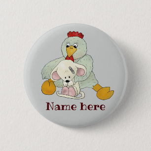 Chicken and mouse personalized 6 cm round badge