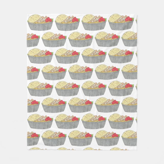 Chicken and Rice Platter Plate NYC Halal Cart Food Fleece Blanket (Front)