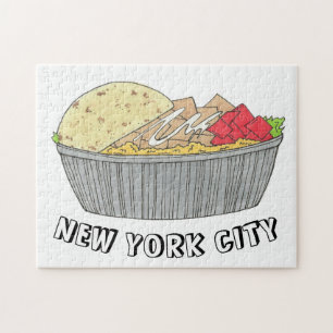 Chicken and Rice Platter Plate NYC Halal Cart Food Jigsaw Puzzle