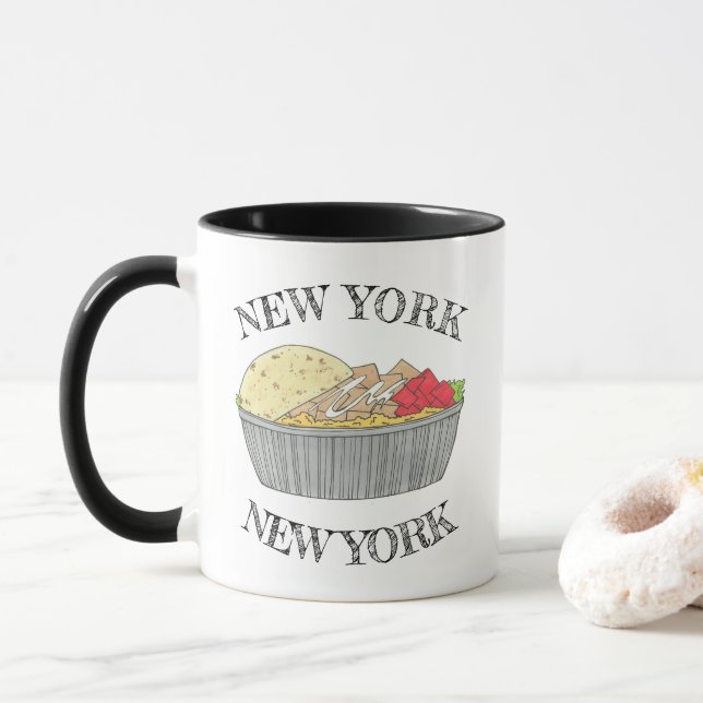 Chicken and Rice Platter Plate NYC Halal Cart Food Mug (With Donut)