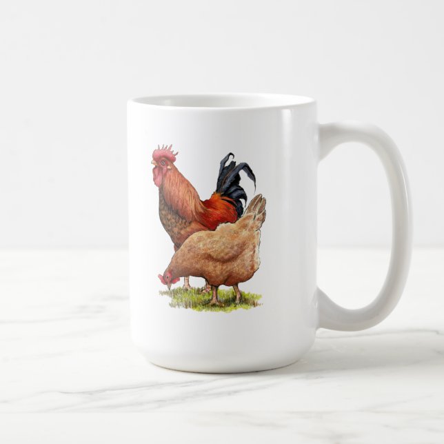 Chicken And Rooster Art, Poultry, Farm Animals Coffee Mug (Right)