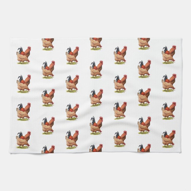 Chicken And Rooster Art, Poultry, Farm Animals Tea Towel (Horizontal)