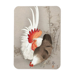 Chicken and Rooster by Ohara Koson Magnet