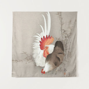 Chicken and Rooster by Ohara Koson Tapestry