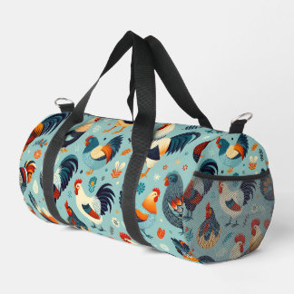 Chicken and Rooster Design Duffle Bag