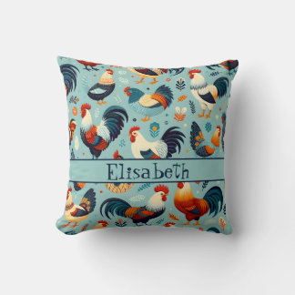 Chicken and Rooster Design Personalise Cushion