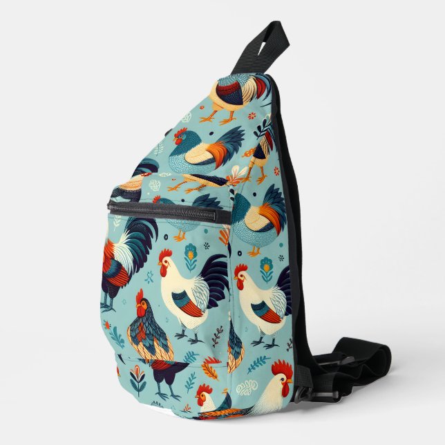 Chicken and Rooster Design Sling Bag (Right Corner)