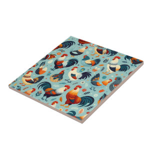 Chicken and Rooster Design Tile