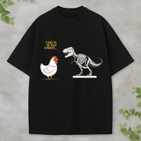Chicken and T-Rex Skeleton Cartoon tee