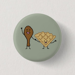 Chicken and Waffles American & Southern Cooking 3 Cm Round Badge