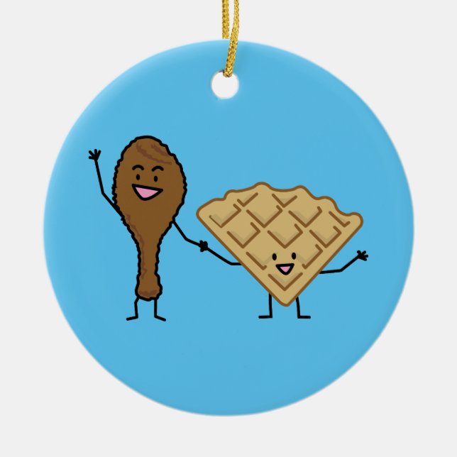 Chicken and Waffles American & Southern Cooking Ceramic Tree Decoration (Front)