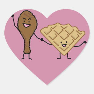 Chicken and Waffles American & Southern Cooking Heart Sticker