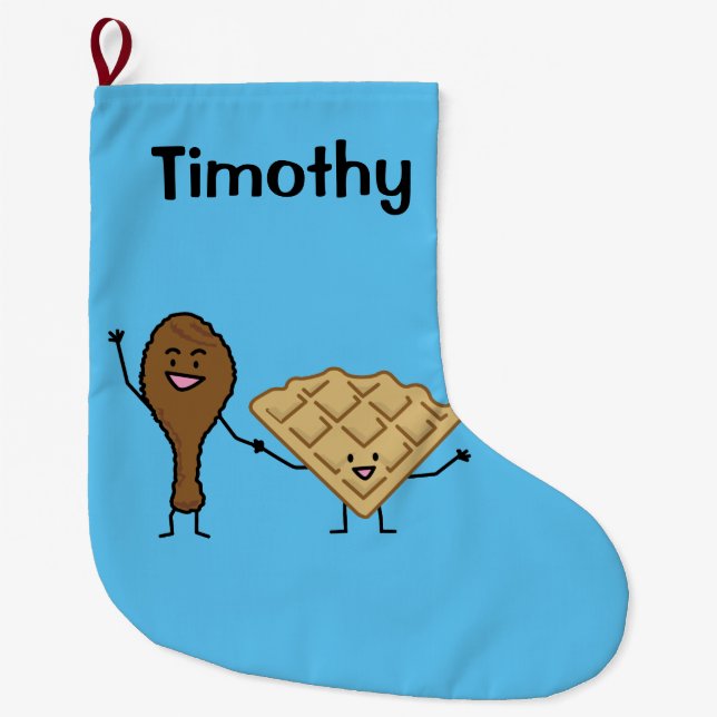 Chicken and Waffles American & Southern Cooking Large Christmas Stocking (Front)