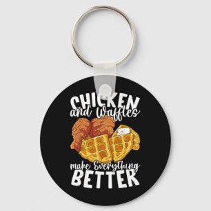 Chicken And Waffles Brunch Food Funny Key Ring