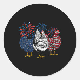 Chicken Animals Funny 4th Of July Fireworks  Classic Round Sticker