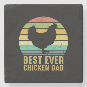 Chicken Art Best Ever Chicken Dad Stone Coaster