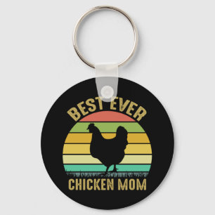 Chicken Art Best Ever Chicken Mom Key Ring