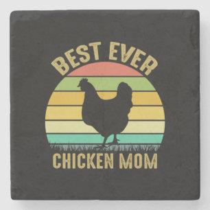 Chicken Art Best Ever Chicken Mum Stone Coaster