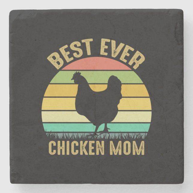 Chicken Art Best Ever Chicken Mum Stone Coaster (Front)
