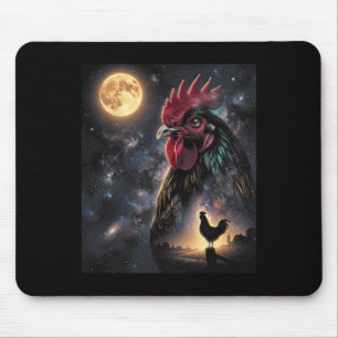Chicken Art Celestial Moon Galaxy Poultry Farm Nat Mouse Mat