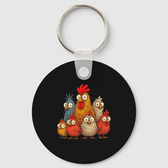 Chicken Art Crazy Chicken For Men Women Kid Boy Fa Key Ring (Front)