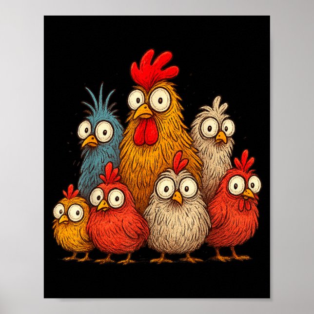 Chicken Art Crazy Chicken For Men Women Kid Boy Fa Poster (Front)