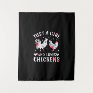 Chicken Art Girl Who Loves Chickens Tapestry