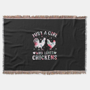 Chicken Art Girl Who Loves Chickens Throw Blanket