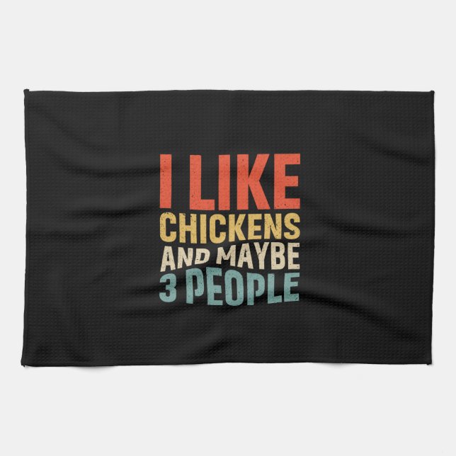 Chicken Art I Like Chickens Tea Towel (Horizontal)